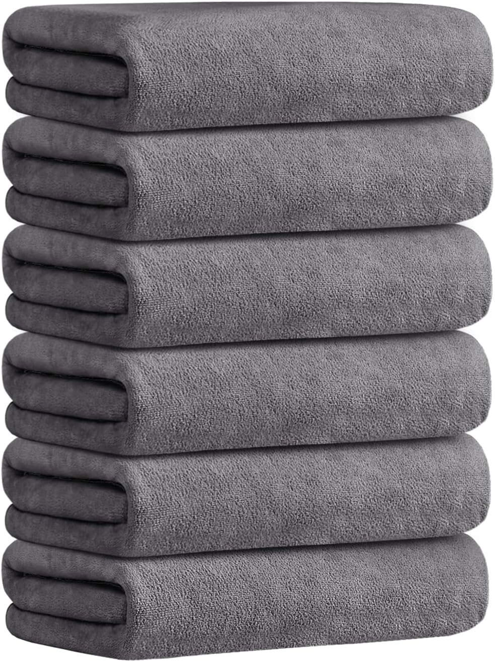 JML Microfiber Bath Towel Sets (6 Pack, 27" x 55") -Extra Absorbent, Fast Drying, Multipurpose for Swimming, Fitness, Sports, Yoga, Grey 6 Count-1