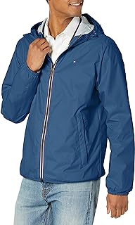 Tommy Hilfiger Men's Lightweight Active Water Resistant Hooded Rain Jacket