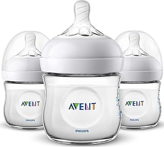 Philips AVENT Natural Baby Bottle, SCF010/37, Clear, 4 Ounce (Pack of 3)