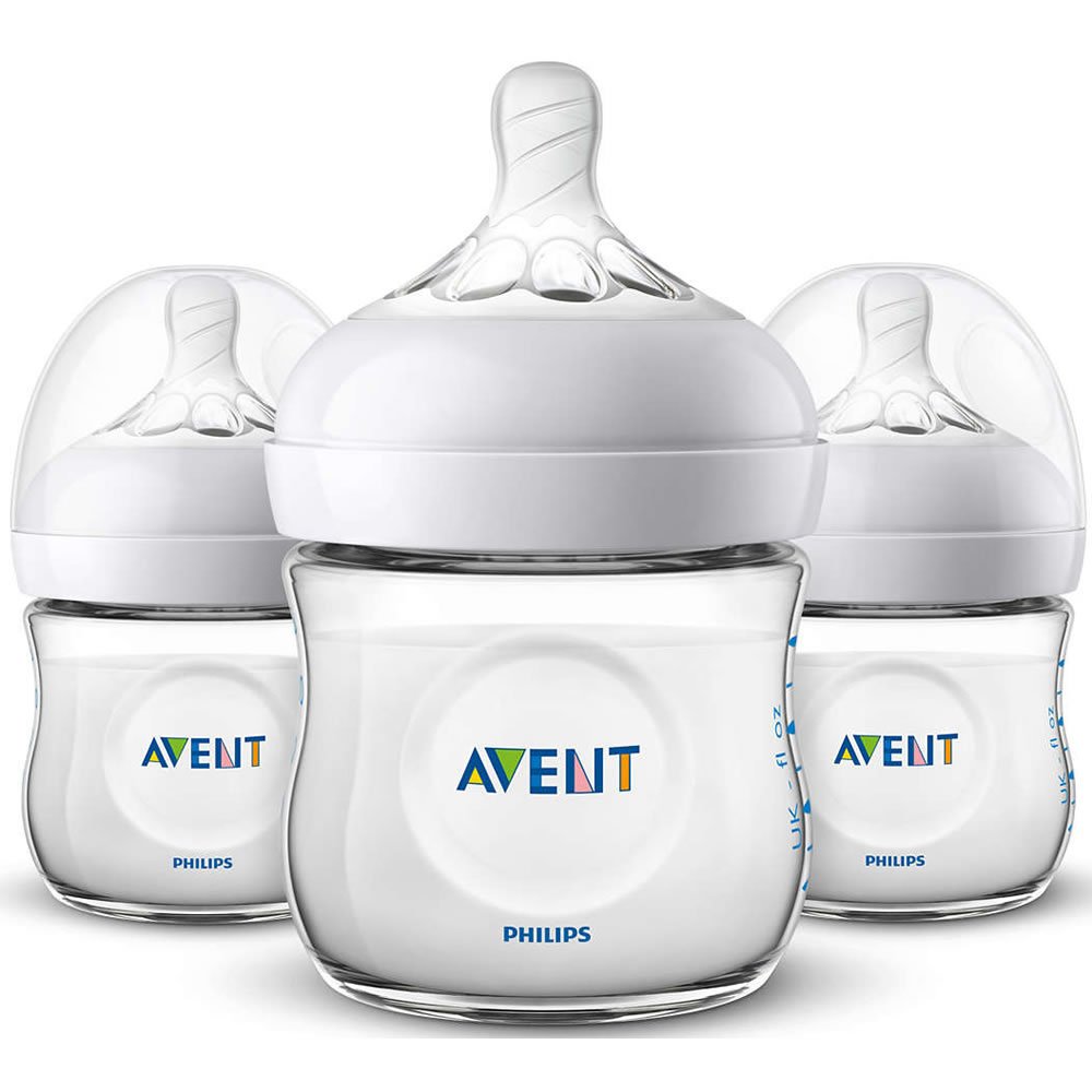 Philips AVENT Natural Baby Bottle, SCF010/37, Clear, 4 Ounce (Pack of 3)-0