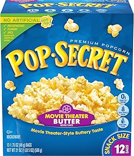 Pop Secret Microwave Popcorn, Movie Theater Butter Flavor, 1.75 Oz Snack Bags, (Pack of 12)