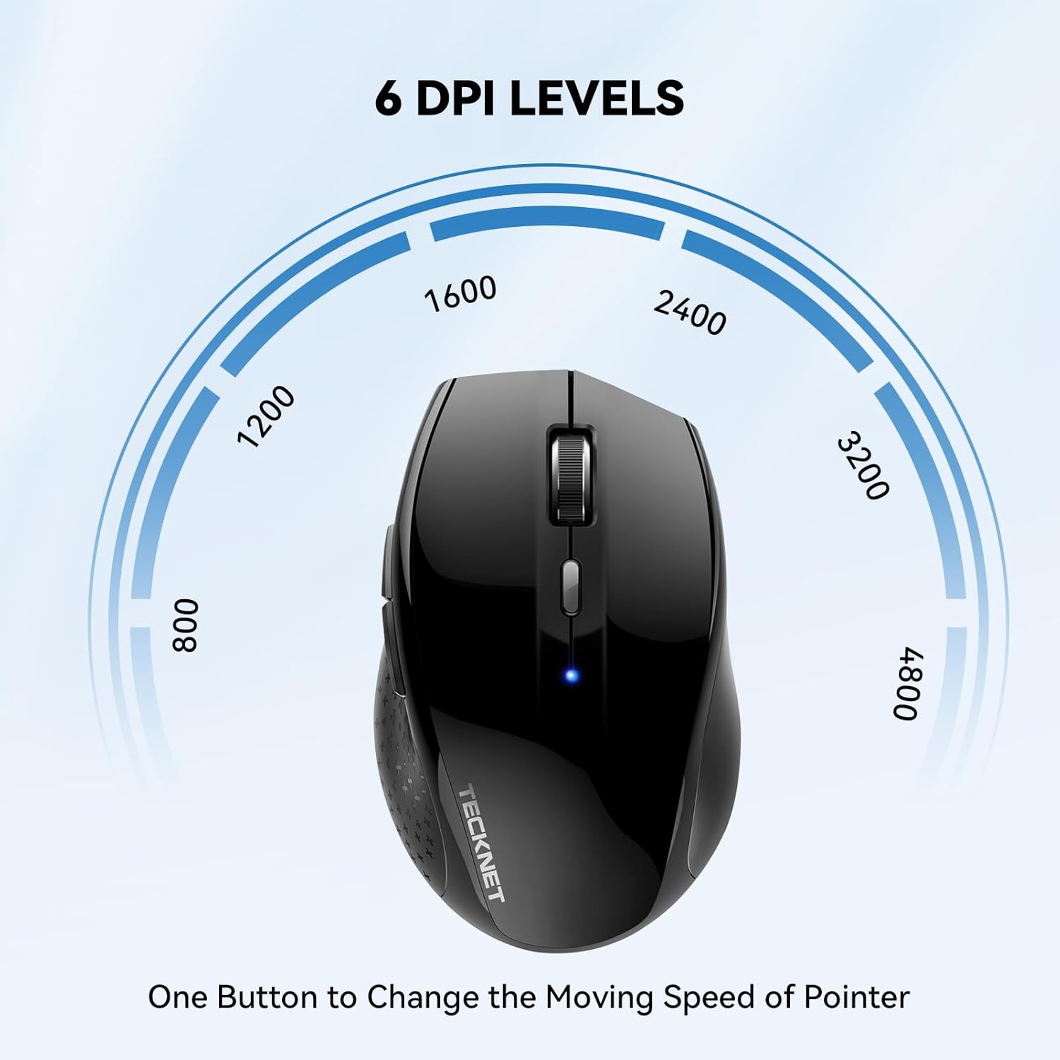 TECKNET Bluetooth Mouse, 4800 DPI Computer Mouse, 2-Year Battery Wireless Mouse 6 Adjustable DPI, 6 Buttons Compatible with Laptop/Windows/Computer-1