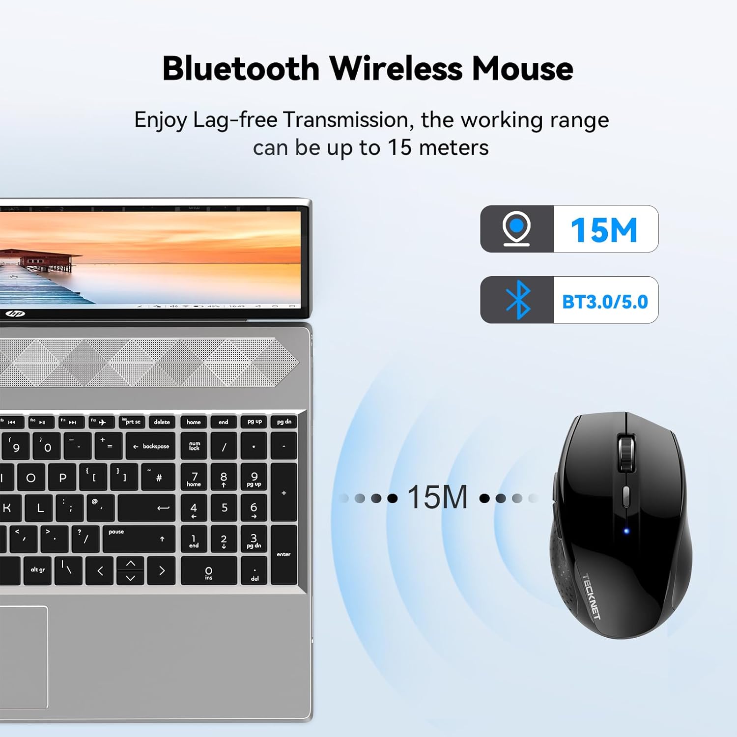 TECKNET Bluetooth Mouse, 4800 DPI Computer Mouse, 2-Year Battery Wireless Mouse 6 Adjustable DPI, 6 Buttons Compatible with Laptop/Windows/Computer-2