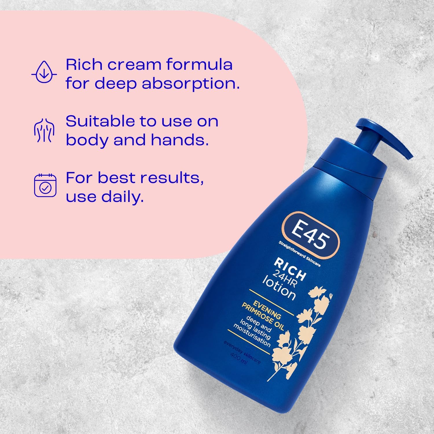 E45 Rich 24 Hours Moisturising Lotion, 400 ml-2