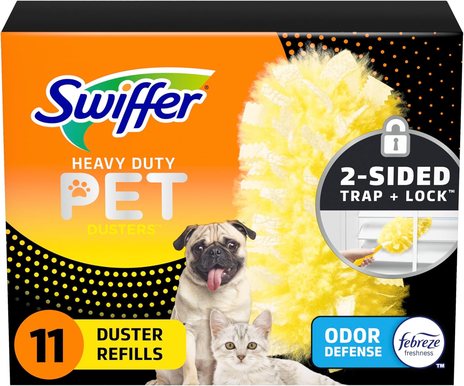 Swiffer Dusters Heavy Duty Pet Multi-Surface Duster Refills for Cleaning, With Febreze Odor Defense, 11 Count-0