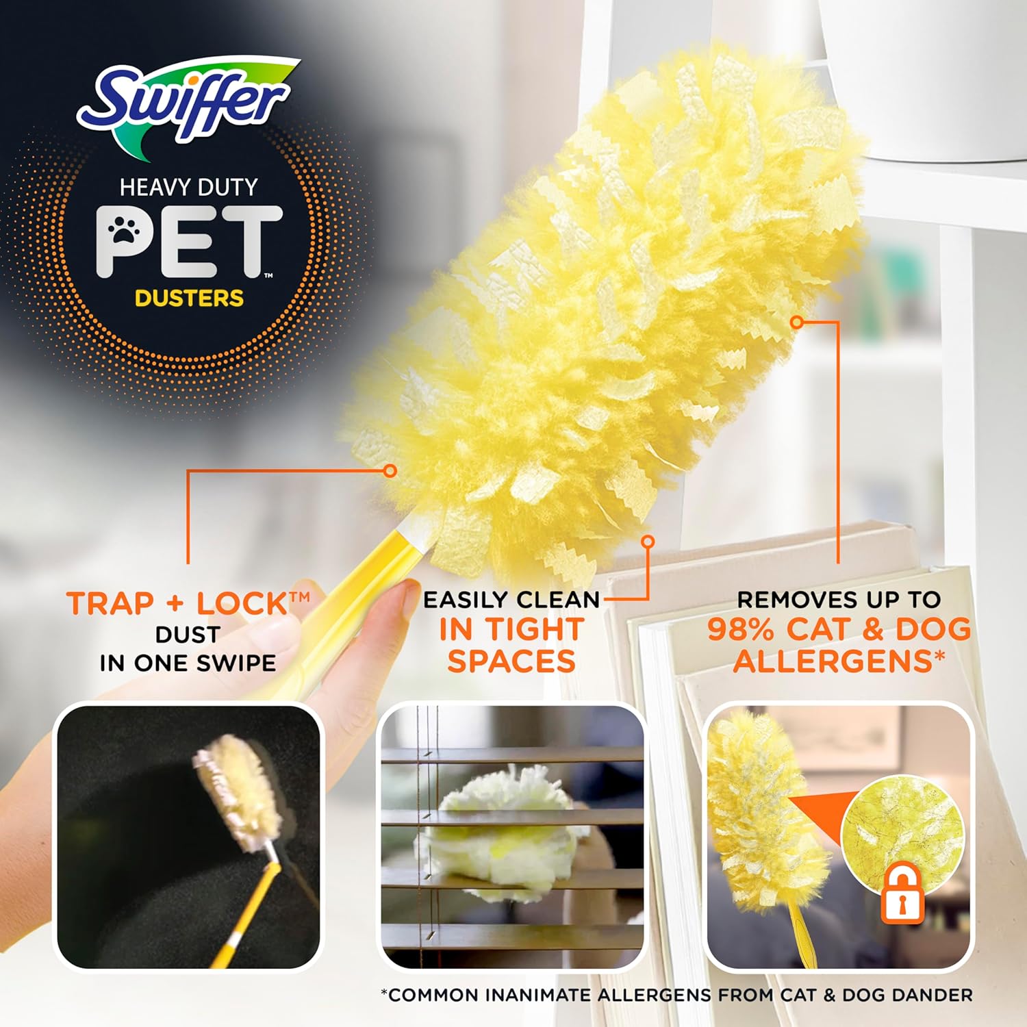 Swiffer Dusters Heavy Duty Pet Multi-Surface Duster Refills for Cleaning, With Febreze Odor Defense, 11 Count-2