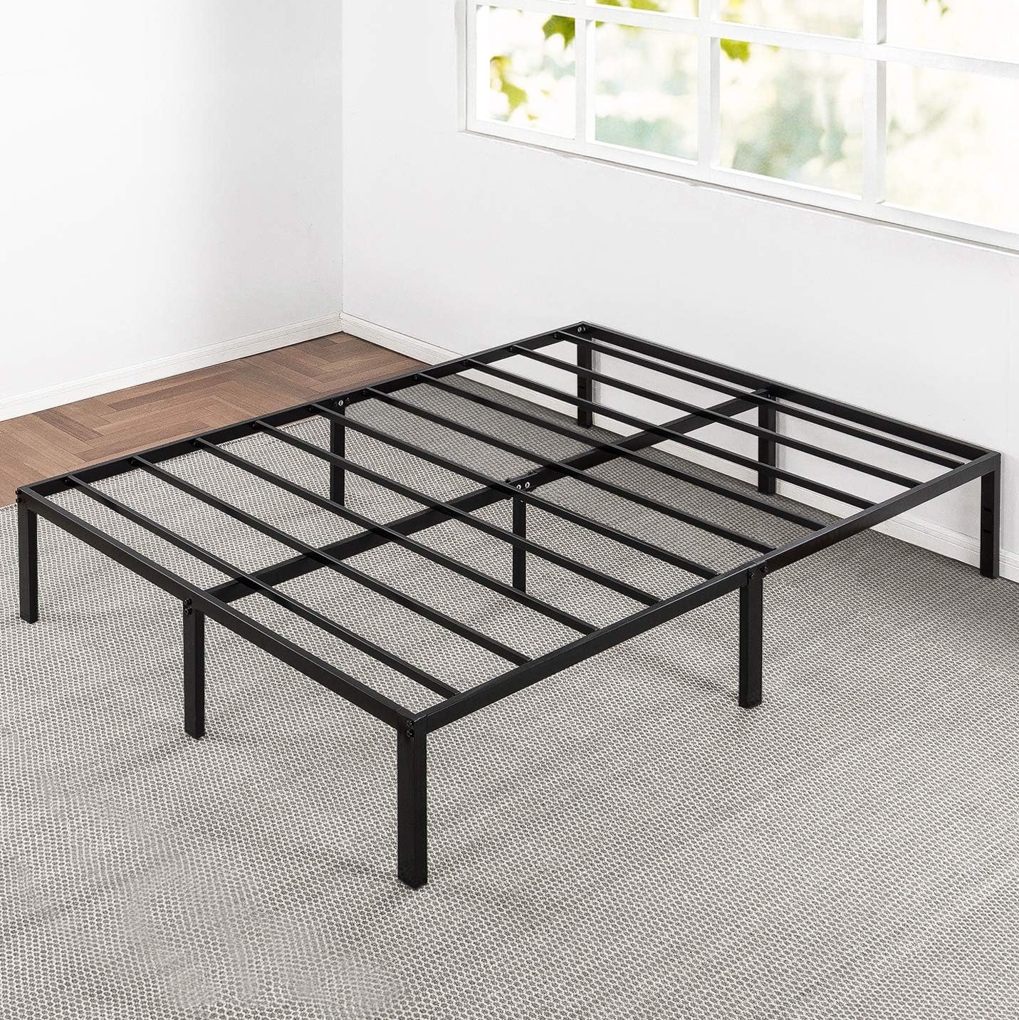 Best Price Mattress 14 Inch Metal Platform Beds w/ Heavy Duty Steel Slat Mattress Foundation (No Box Spring Needed), Queen, Black-1