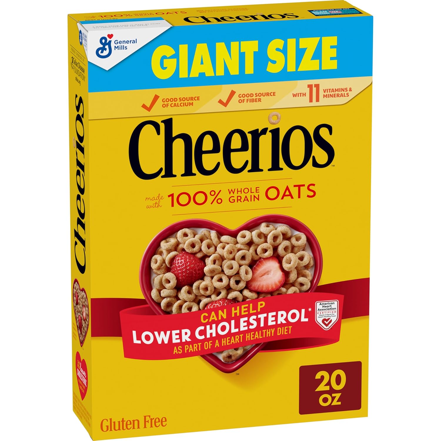 Cheerios Cereal, Limited Edition Happy Heart Shapes, Heart Healthy Cereal With Whole Grain Oats, Giant Size, 20 oz-0