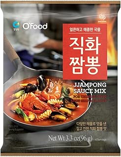 Chung Jung One O'Food Jjampong Seafood Broth Sauce, Korean Chinese Style Spicy Jjambong Flavor Soup Powder, Hot Jjamppong Base, Perfect with Fresh Squid, Shrimp, Clams, Vegetables, Noodles, Rice