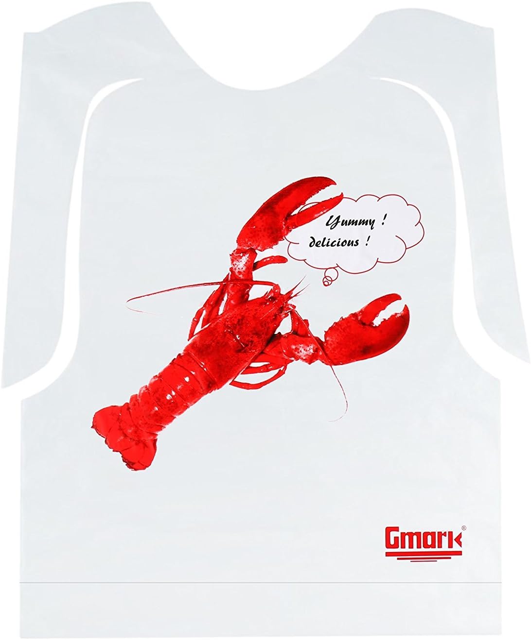 Gmark 100 Pack Disposable Plastic Lobster Bibs Crawfish Bibs - Keep Clothing Clean - Great for restaurants, lobster, seafood or crawfish party GM1066A-1