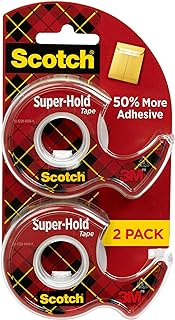 Scotch Super-Hold Tape, 2 Rolls, Transparent Finish, 50% More Adhesive, Trusted Favorite, 3/4 x 600 Inches, Dispensered (198DM-2)