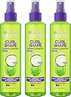 Garnier Fructis Style Curl Shape Defining Spray Gel for No Frizz, 8.5 Fl Oz, 3 Count (Packaging May Vary)