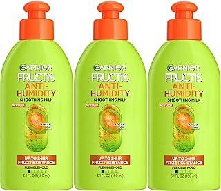 Garnier Fructis Style Anti-Humidity Smoothing Milk for Frizz Resistance, 5.1 Fl Oz, 3 Count, (Packaging May Vary)