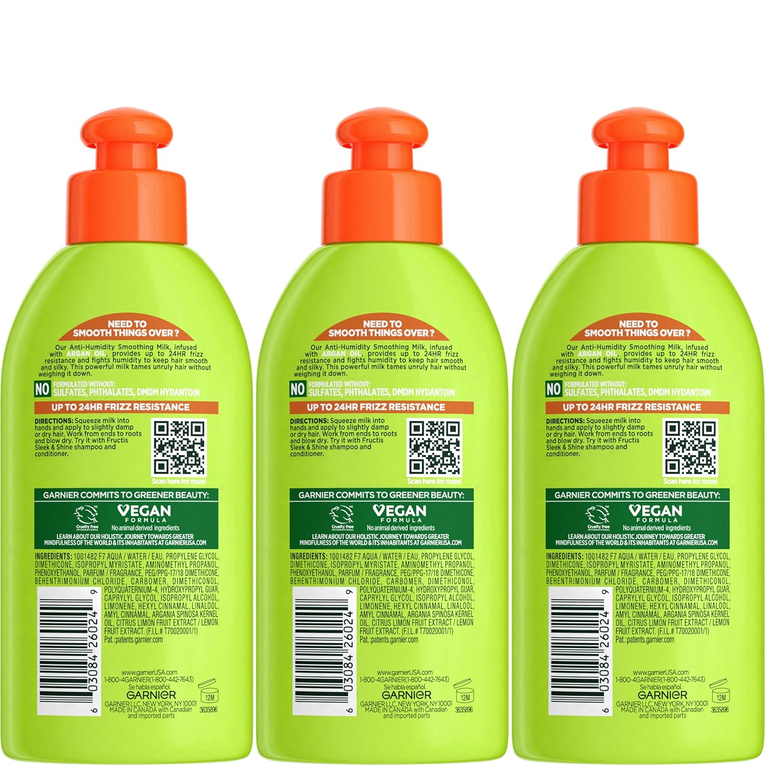 Garnier Fructis Style Anti-Humidity Smoothing Milk for Frizz Resistance, 5.1 Fl Oz, 3 Count, (Packaging May Vary)-1