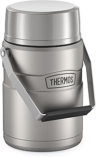 THERMOS Stainless King Vacuum-Insulated Food Jar with 2 Storage Container Inserts, 47 Ounce, Matte Steel