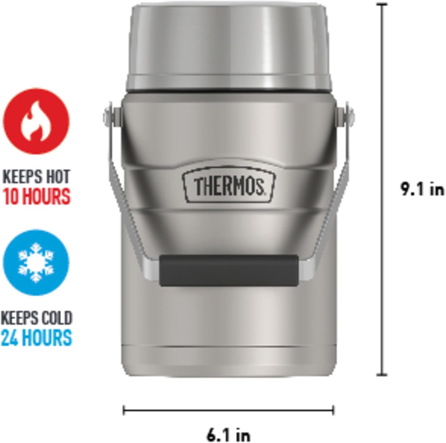 THERMOS Stainless King Vacuum-Insulated Food Jar with 2 Storage Container Inserts, 47 Ounce, Matte Steel-5