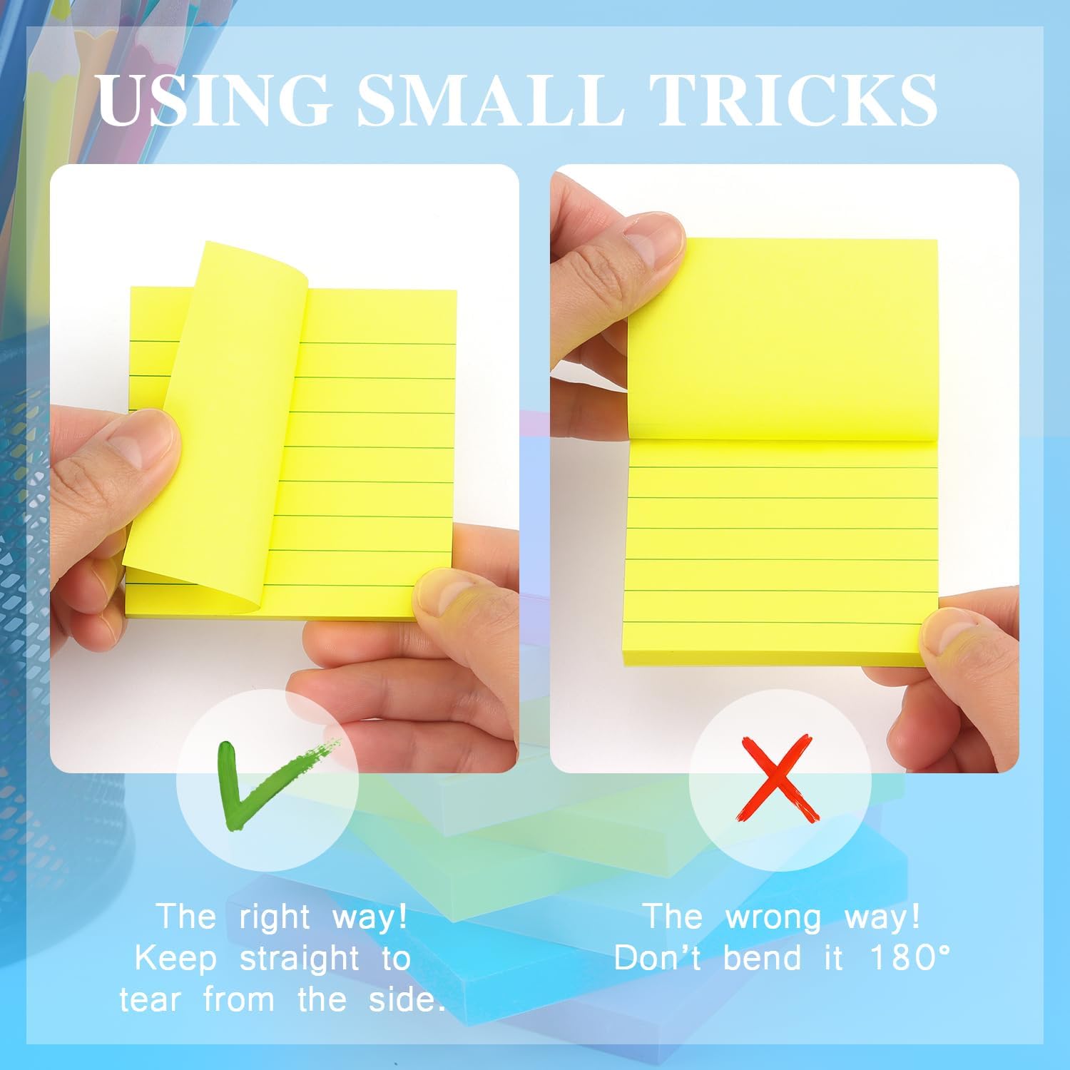 14 Pads/Pack Early Buy 7 Bright Color Lined Sticky Notes Self-Stick Notes 3 in x 3 in, 80 Sheets/Pad-2