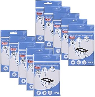 Gmark Portable Paper Toilet Seat Covers Travel Packs (100 PCS) XL size Thick Strength Strong 100% Virgin Paper Disposable Flushable Biodegradable Camping Airplane Travel Potty Training GM2002A