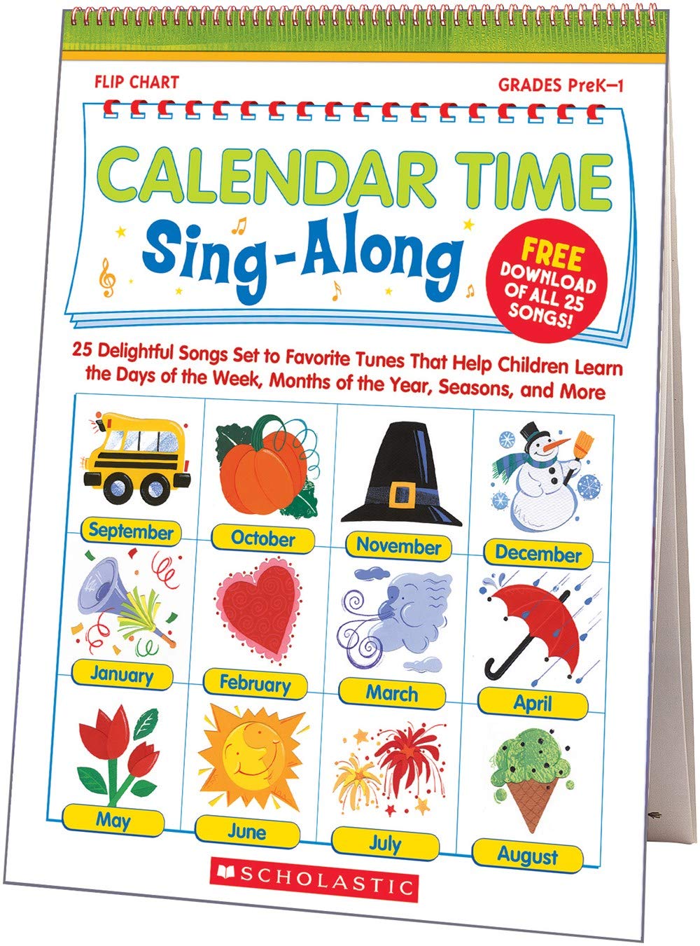 Scholastic Calendar Time Sing-Along Flip Chart with Downloadable Audio - SC-0439694957-0