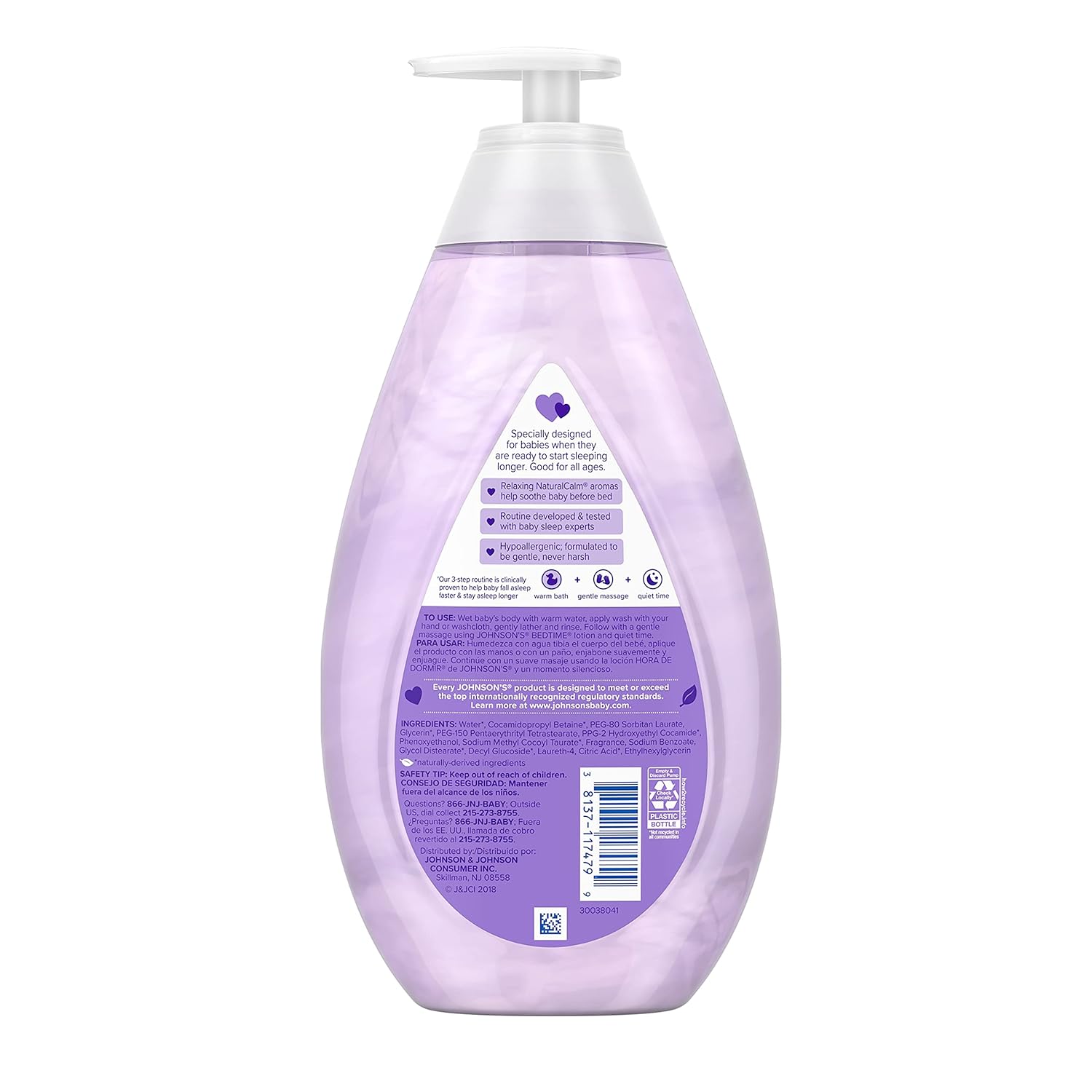 Johnson's Tear-Free Bedtime Baby Moisture Wash with Soothing NaturalCalm Aromas, 27.1 fl. oz-8