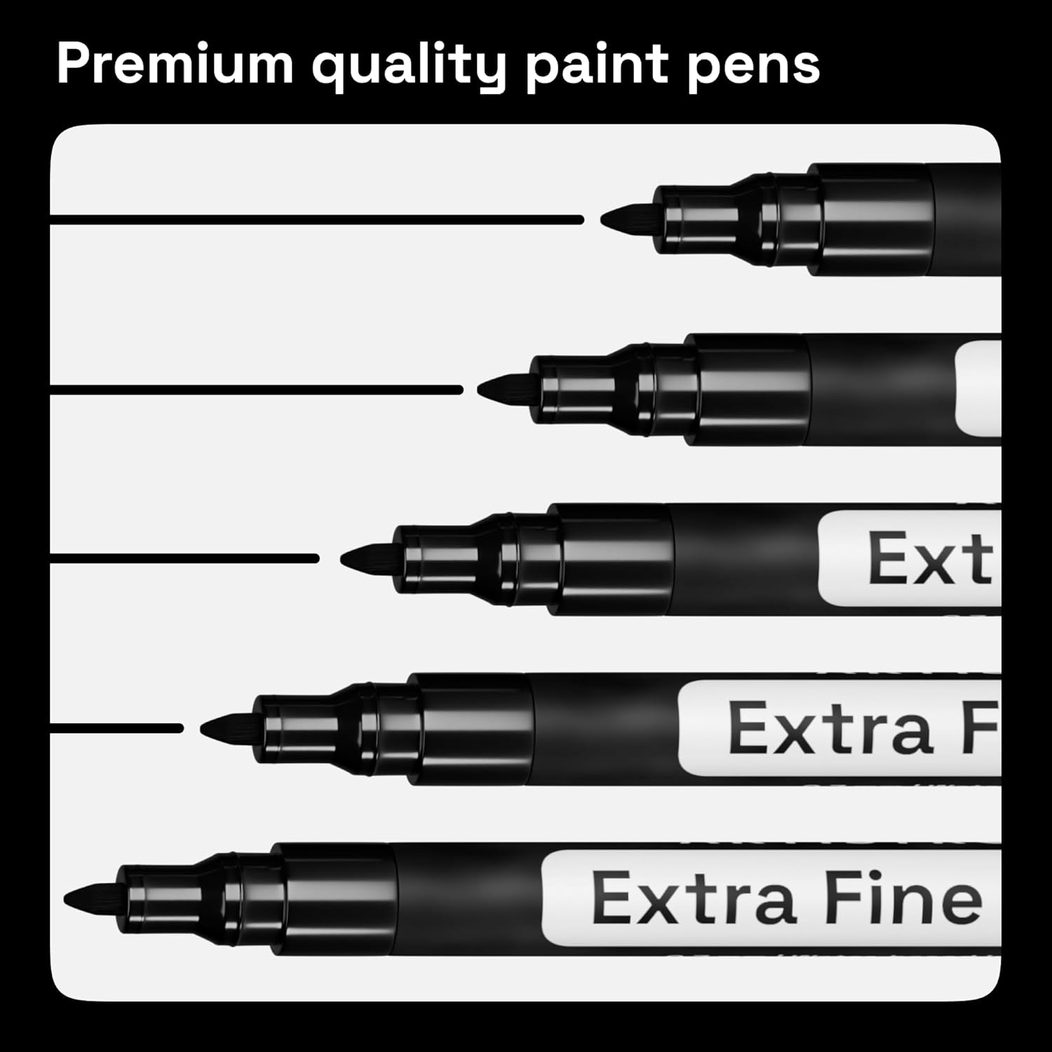 ARTISTRO Black Paint Pens for Rock Painting, Stone, Ceramic, Glass, Wood, Tire, Fabric, Metal, Canvas. Set of 5 Water Based Black Markers for Acrylic Painting Extra Fine Point Tip-1