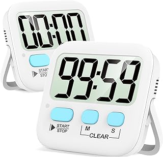 Antonki Timer, 2 Pack Timer for Kids, Kitchen Timers, Digital Timer for Cooking, Egg Timer, Classroom Timer for Teacher, Magnetic Countdown Timer for Exercise, Study, Oven - Battery Included