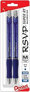 Pentel RSVP Super RT Ballpoint Pen, (1.0mm) Medium Line, Blue Ink, 2-Pk - BX480BP2C