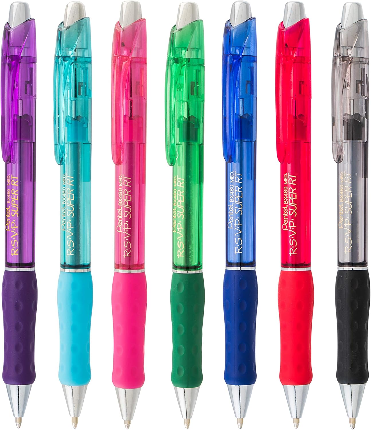 Pentel RSVP Super RT Ballpoint Pen, (1.0mm) Medium Line, Blue Ink, 2-Pk - BX480BP2C-5