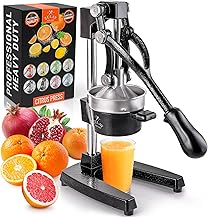 Zulay Kitchen Cast-Iron Orange Juice Squeezer - Heavy-Duty, Easy-to-Clean, Professional Citrus Juicer - Durable Stainless Steel Lemon Squeezer - Sturdy Manual Citrus Press & Orange Squeezer (Black)