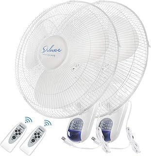 Simple Deluxe 16 Inch Wall Mount Fan with Remote Control, 3 Oscillating Modes, 3 Speed, Timer