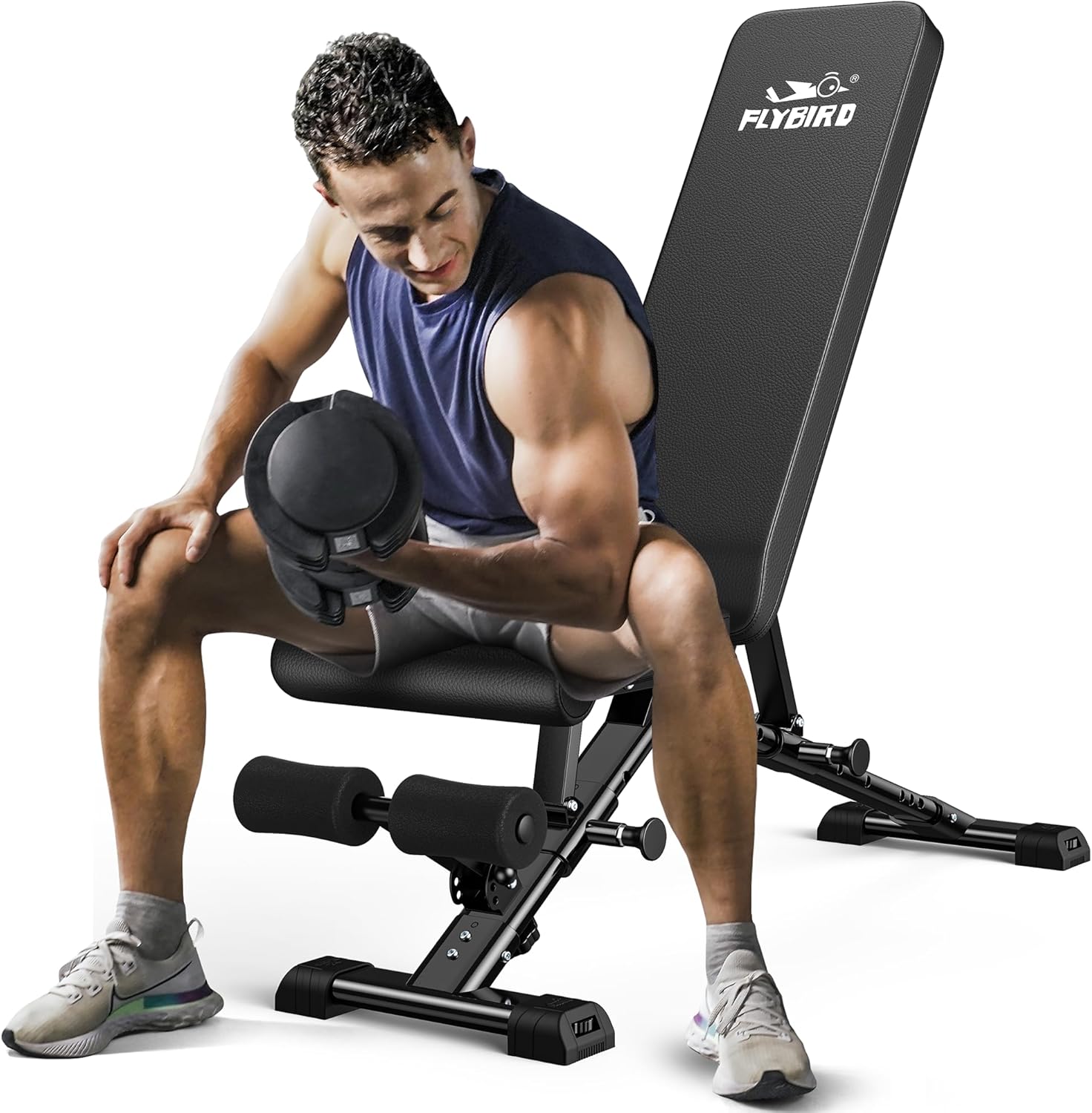 FLYBIRD Weight Bench, Adjustable Strength Training Bench for Full Body Workout with Fast Folding-New Version-0