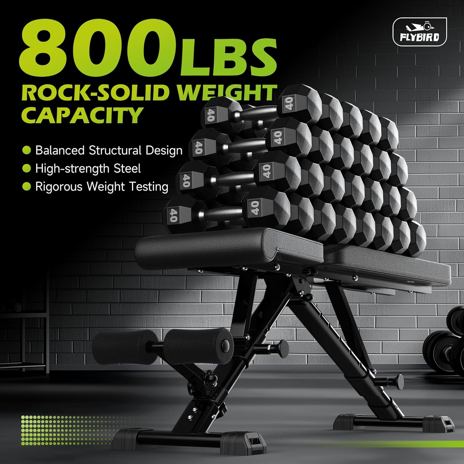 FLYBIRD Weight Bench, Adjustable Strength Training Bench for Full Body Workout with Fast Folding-New Version-2