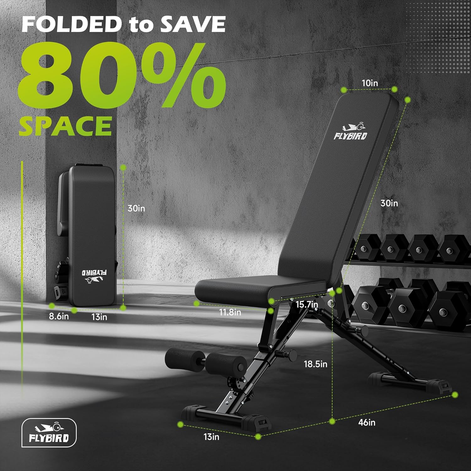 FLYBIRD Weight Bench, Adjustable Strength Training Bench for Full Body Workout with Fast Folding-New Version-6