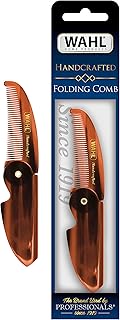 Wahl Beard & Mustache Folding Comb for Men's Grooming - Handcrafted & Hand Cut with Cellulose Acetate - Smooth, Rounded Tapered Teeth - Model 3326