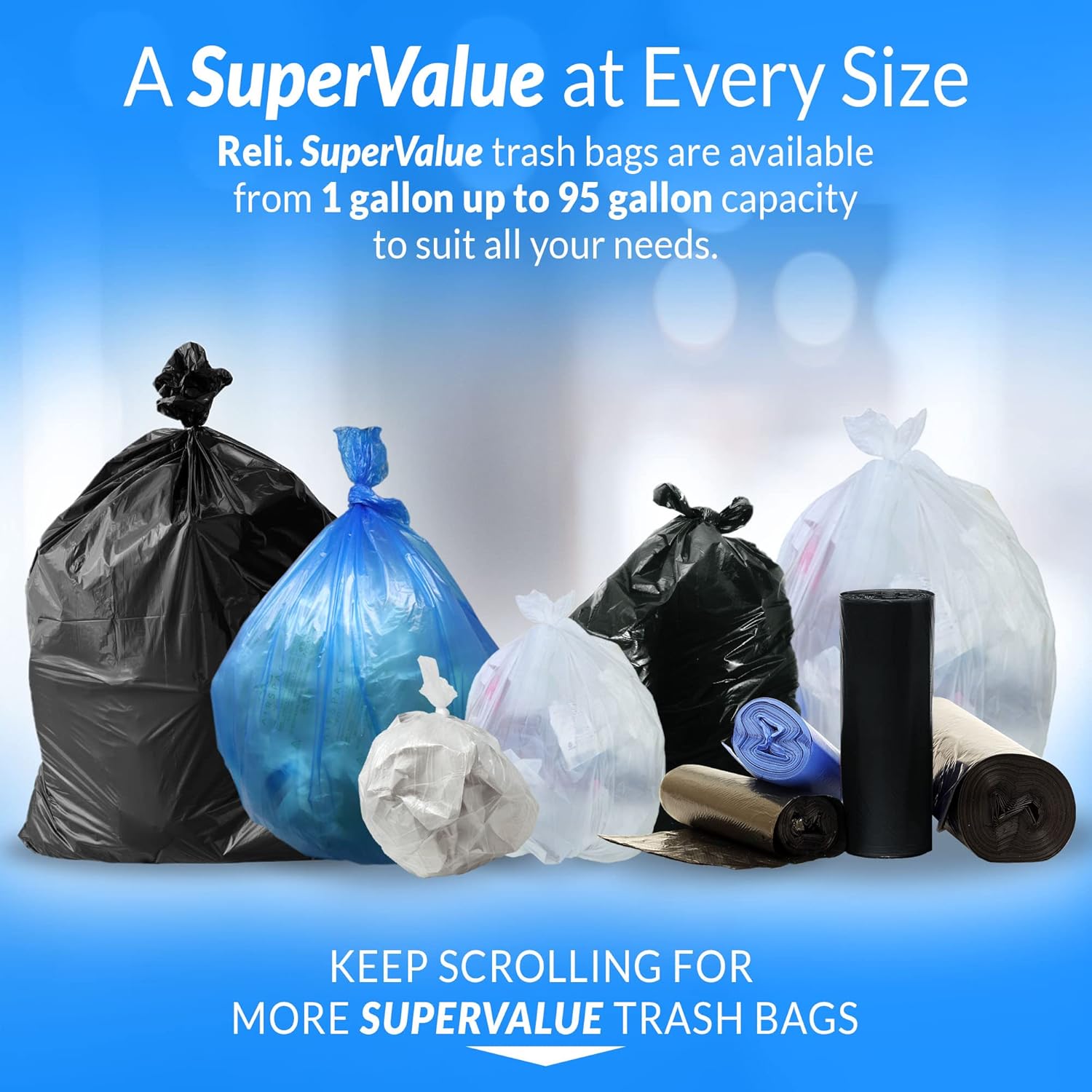 Reli. SuperValue 6-10 Gallon Trash Bags | 1000 Count Bulk | Can Liners | Clear Multi-Use Garbage Bags-6