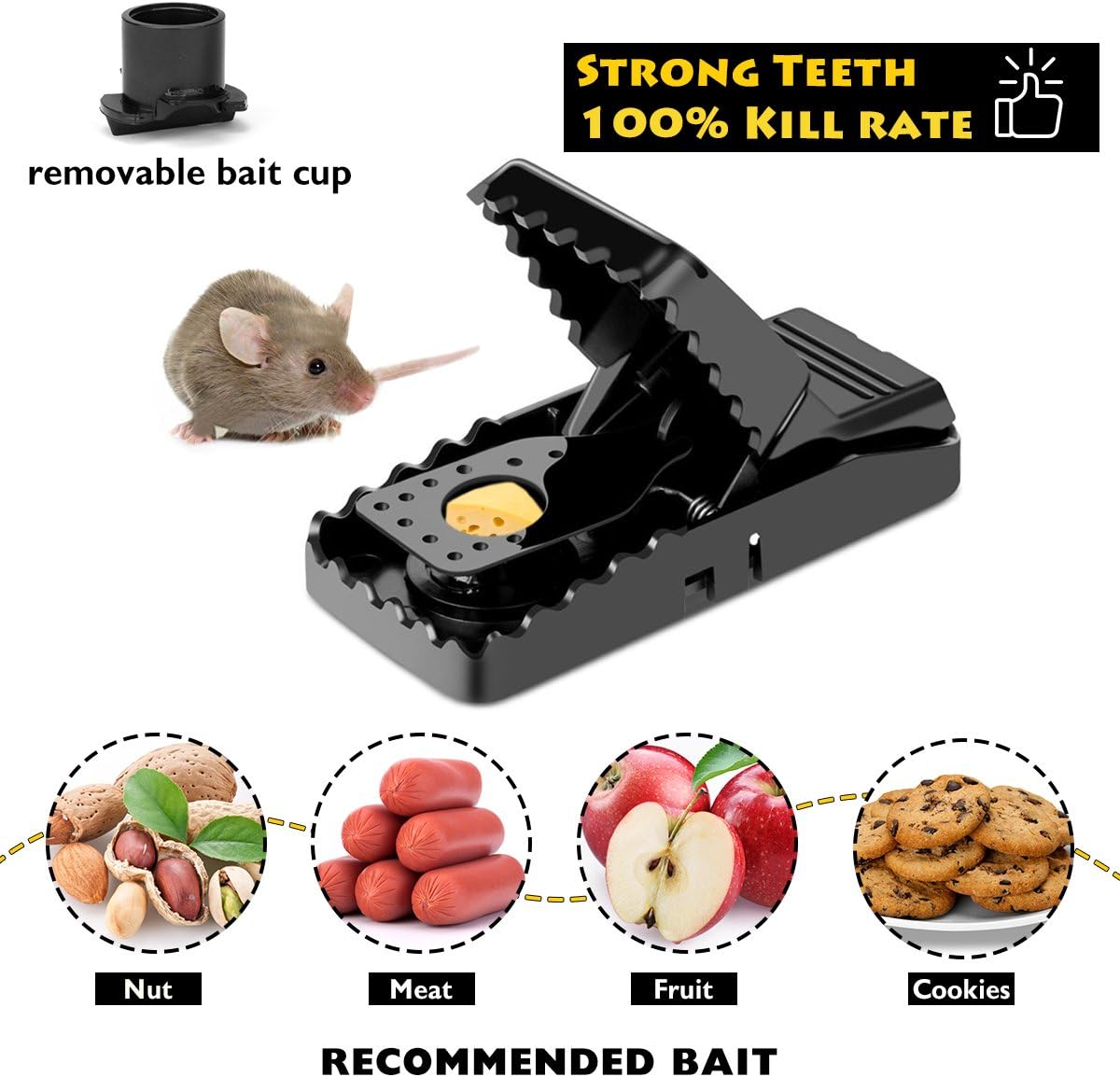 Mouse Trap, Mouse Traps That Work Small Mice Trap Outdoor Indoor Best Snap Traps for Mouse/Mice Safe and Reusable 6 Pack Quick Kill Mice Traps-4