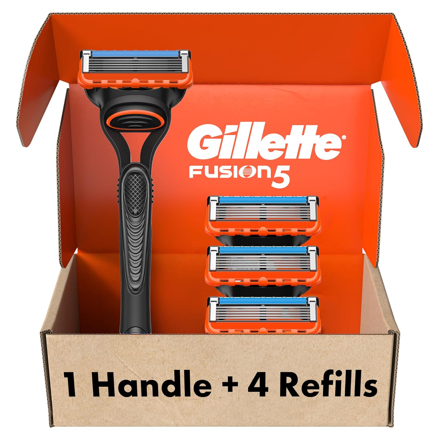 Gillette Fusion5 Razors for Men, 1 Razor, 4 Blade Refills, Lubrastrip for a More Comfortable Shave-0