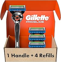 Gillette Fusion ProGlide Razors for Men, 1 Gillette Razor, 4 Razor Blade Refills, Shields Against Skin Irritation