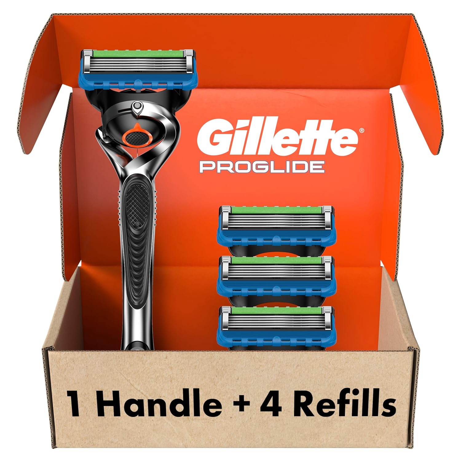 Gillette Fusion ProGlide Razors for Men, 1 Gillette Razor, 4 Razor Blade Refills, Shields Against Skin Irritation-0