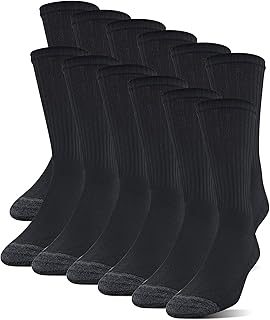 Gildan Men's Polyester Half Cushion Crew Socks (12 Pairs)