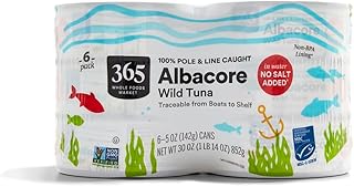 365 by Whole Foods Market, No Salt Albacore Tuna in Water 6pk, 5 Ounce