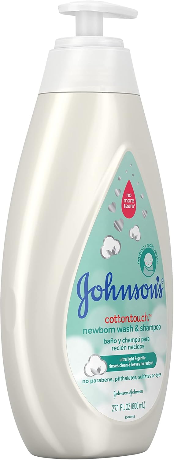 Johnson's CottonTouch Newborn Baby Wash & Shampoo with No More Tears, Sulfate-, Paraben- Free for Sensitive Skin, Made with Real Cotton, Gently Washes Away Dirt & Germs, 27.1 fl. oz-5