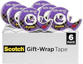 Scotch Gift-Wrap Tape, 3/4 in x 650 in, 6 Dispensers/Pack