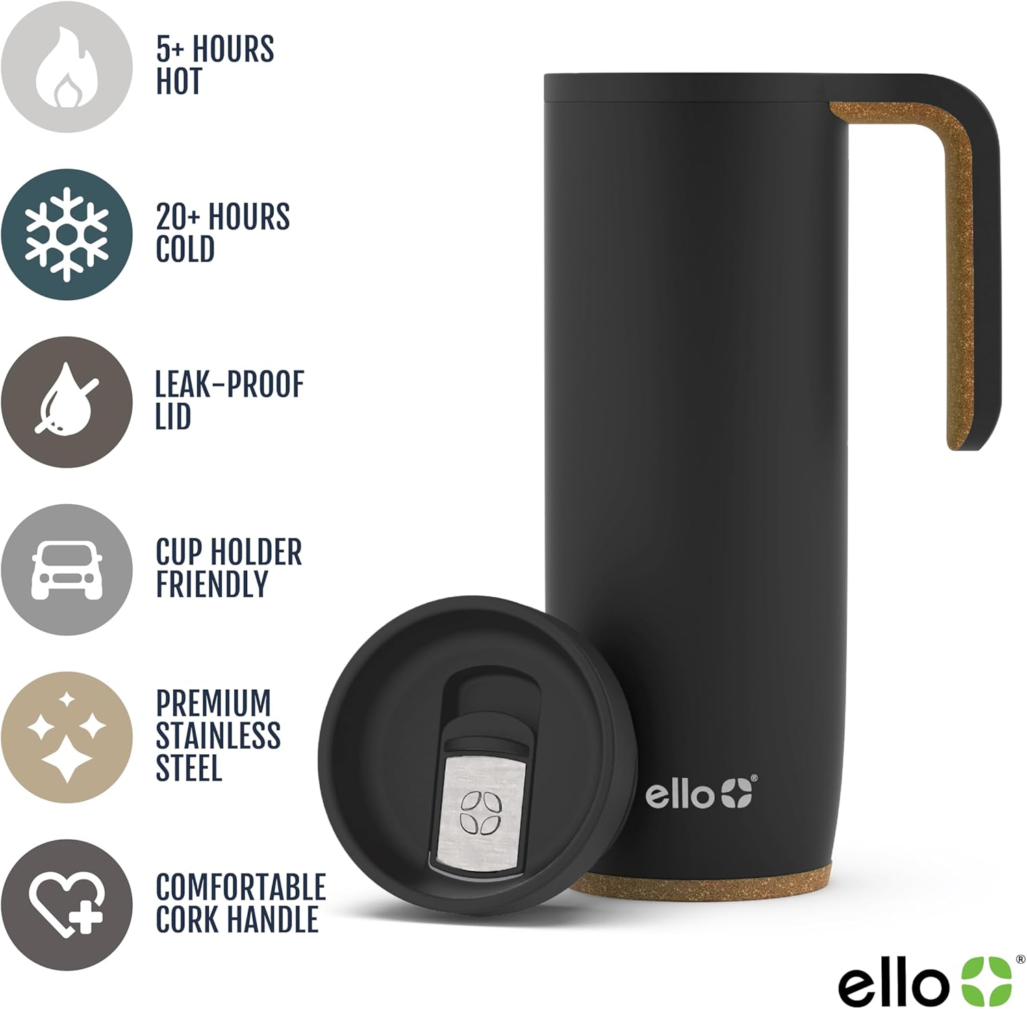 Ello Magnet 18oz Vacuum Insulated Stainless Steel Travel Mug with Side Handle and Leak-Proof Slider Lid and Built-in Coaster, Keeps Hot for 5 Hours, Perfect for Coffee or Tea, BPA-Free, Holiday Gift-2