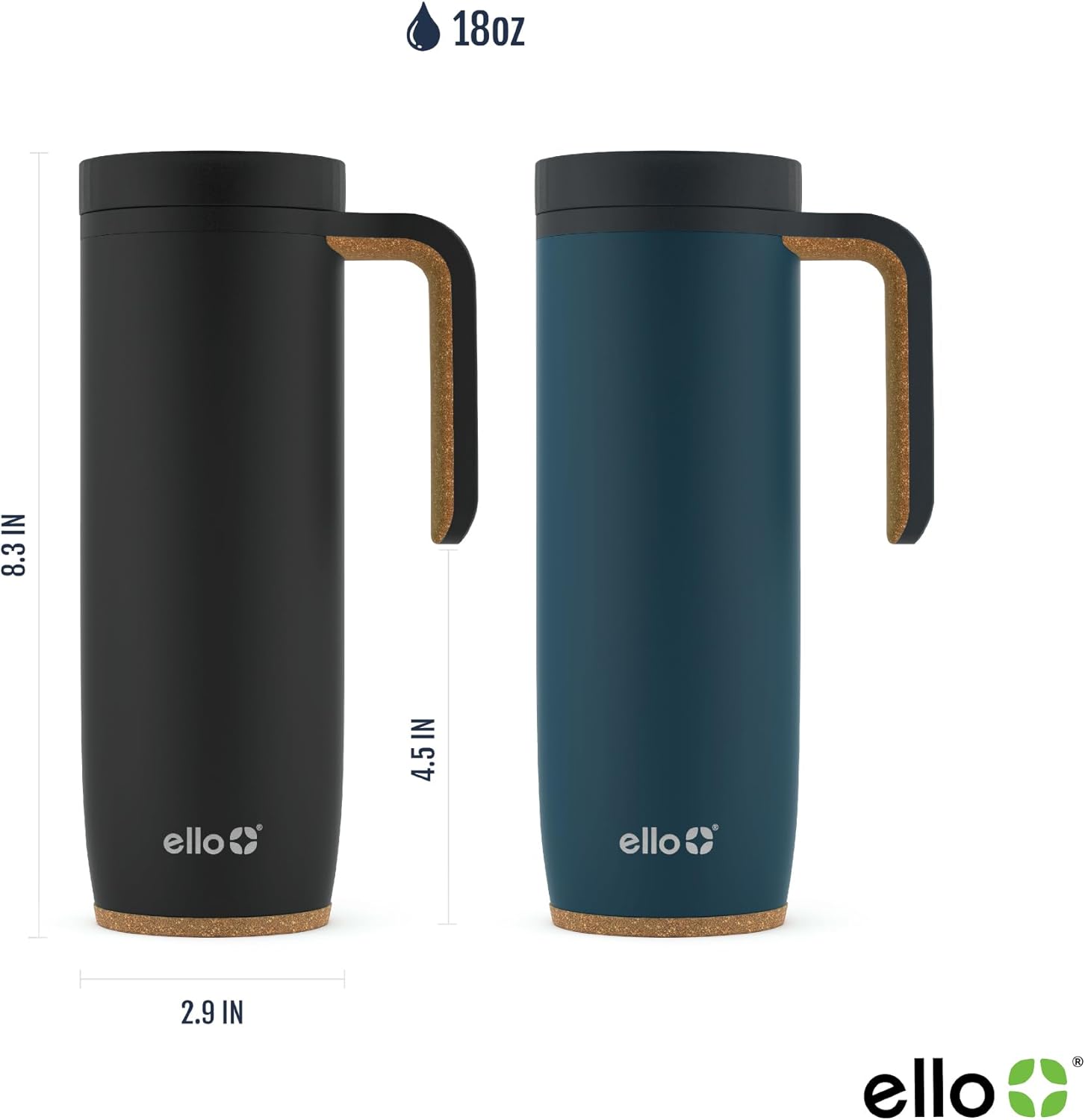 Ello Magnet 18oz Vacuum Insulated Stainless Steel Travel Mug with Side Handle and Leak-Proof Slider Lid and Built-in Coaster, Keeps Hot for 5 Hours, Perfect for Coffee or Tea, BPA-Free, Holiday Gift-3