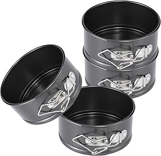 HIWARE 4-Inch Mini Springform Pan Set - 4 Piece Small Nonstick Cheesecake Pan for Mini Cheesecakes, Pizzas and Quiches