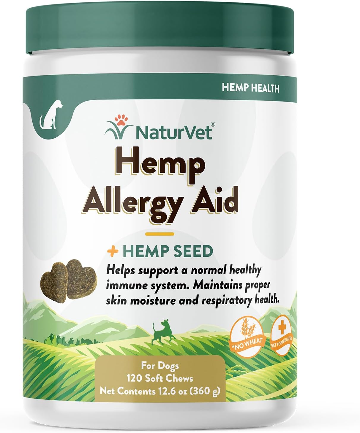 NaturVet Hemp Allergy Aid Supplement for Dogs, Hemp Seed, Antioxidants, Omegas, Dha & Epa for Healthy Skin & Respiratory Health, 120 Count-0