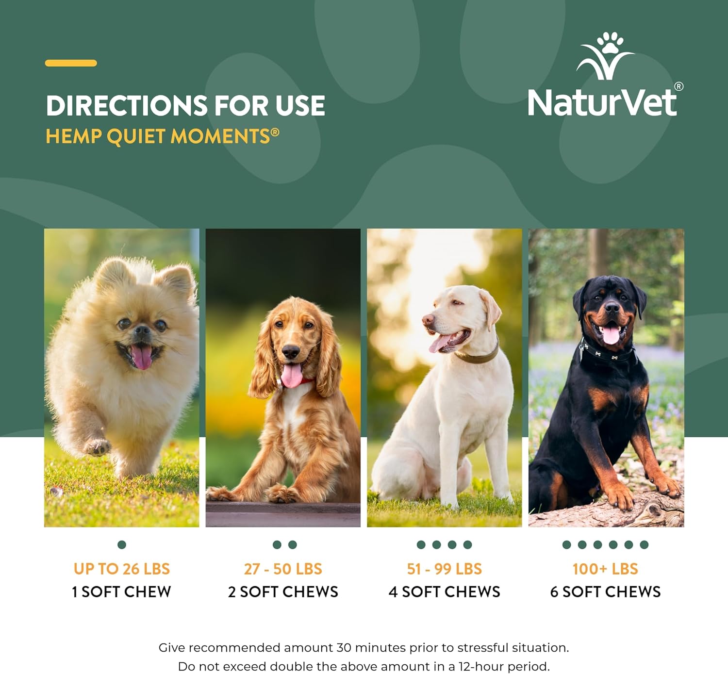 NaturVet Quiet Moments Calming Aid Dog Supplement, Helps Promote Relaxation, Reduce Stress, Storm Anxiety, Motion Sickness for Dogs (Quiet Moments Plus Hemp, 180 Soft Chews)-6