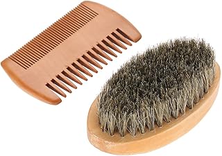 Men's Beard and Mustache Care Kit - Oval Brush, Comb, Grooming Tools for Softening, Conditioning, and Cleaning