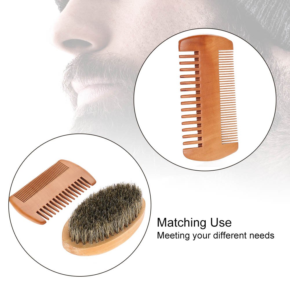 Men's Beard and Mustache Care Kit - Oval Brush, Comb, Grooming Tools for Softening, Conditioning, and Cleaning-4